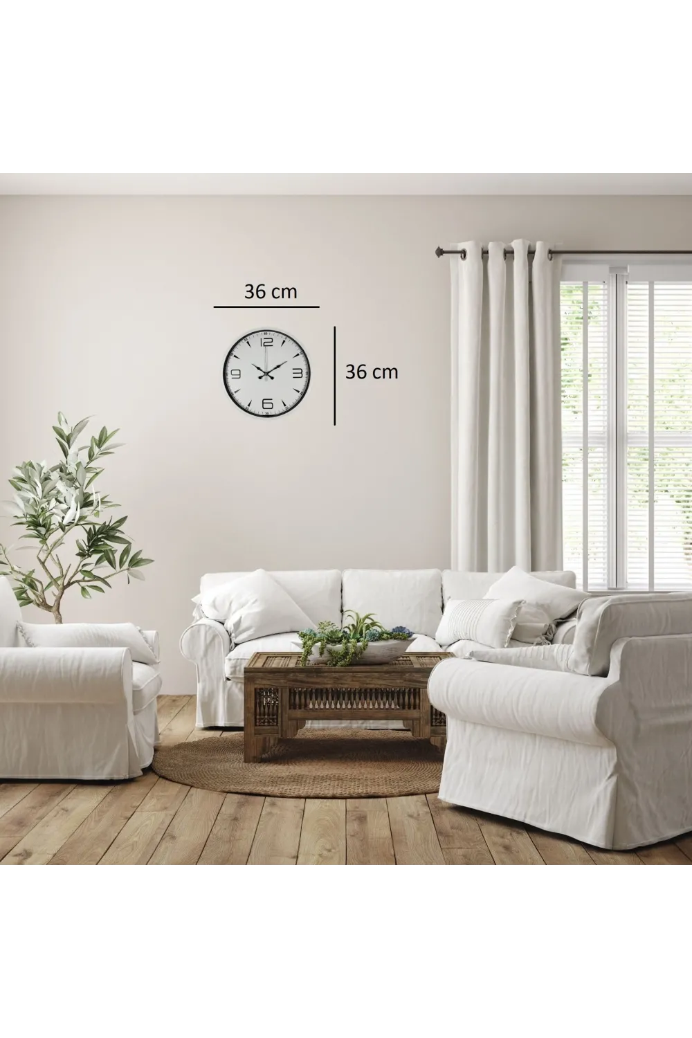 Soft Beyaz 36 Cm Dekoratif Duvar Saati