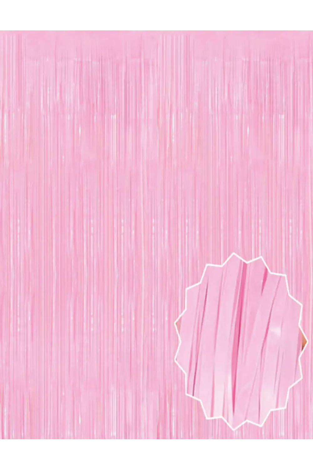 Soft Pembe Püsküllü Kapı Perdesi - Parti, Baby Shower, Cinsiyet Partisi 1x2 m