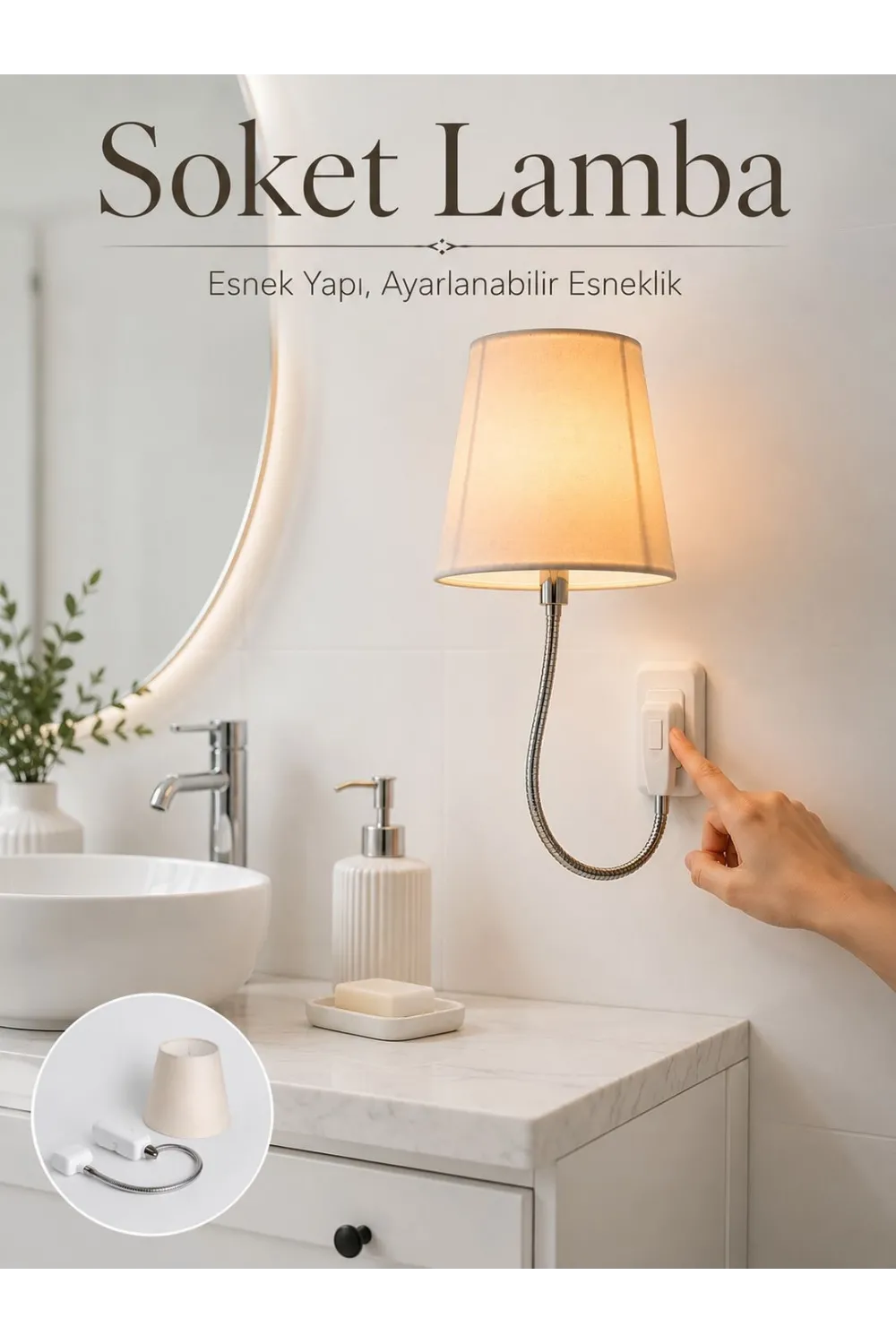 Soket Tipi Ayarlanabilir Başlıklı Dekoratif Gece Lambası