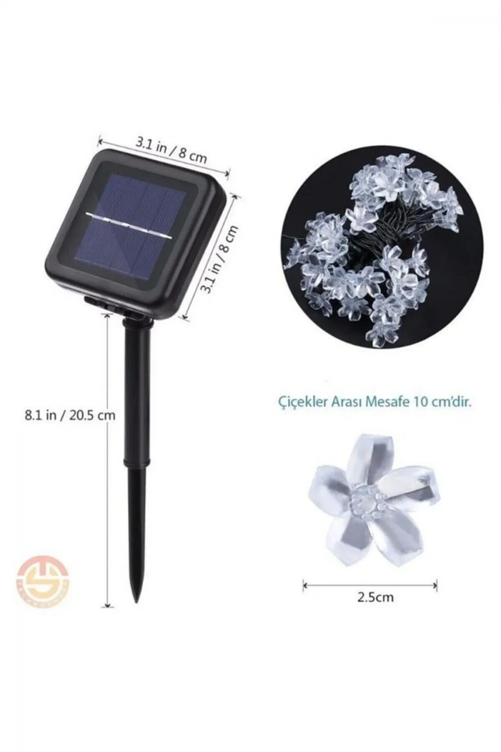 Solar 30 Ledli Çiçekli RGB Bahçe Aydınlatma Dekorasyon Güneş Enerjili