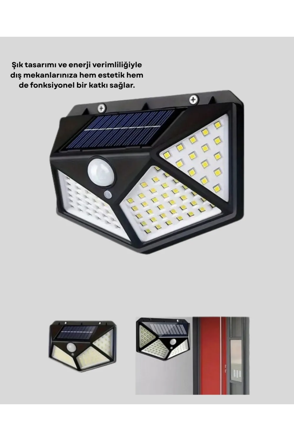 Solar Bahçe Lambası 100 Led Hareket Sensörlü Güneş Enerjili Aydınlatma