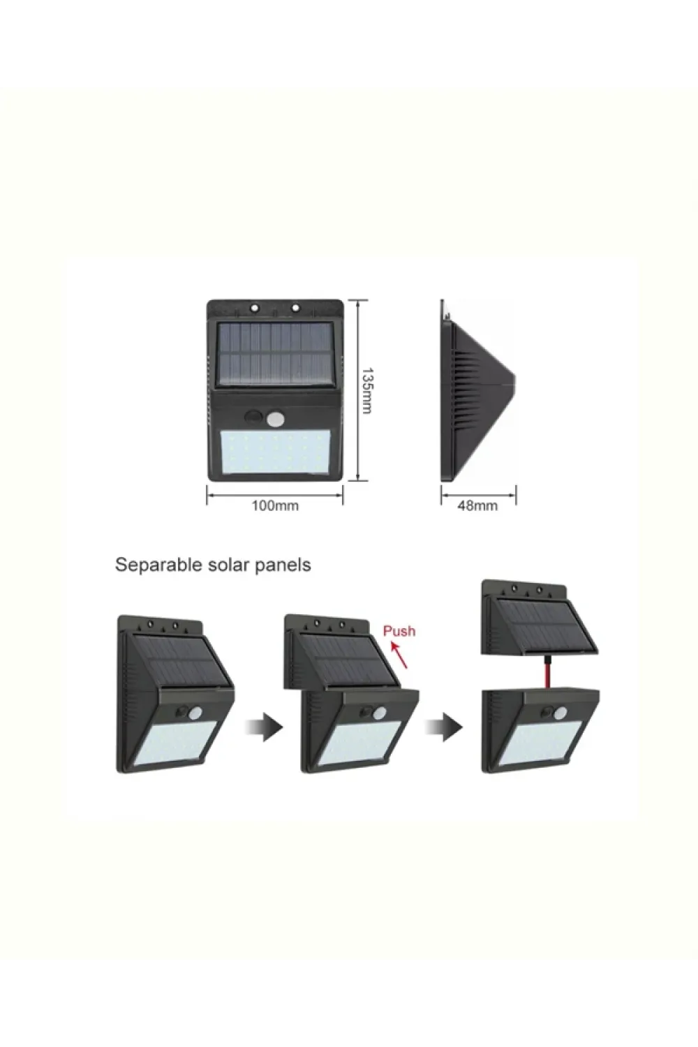 Solar Enerjili 20 Led Duvar Lambası | Hareket Sensörlü, Su Geçirmez, Kablo Gerektirmez