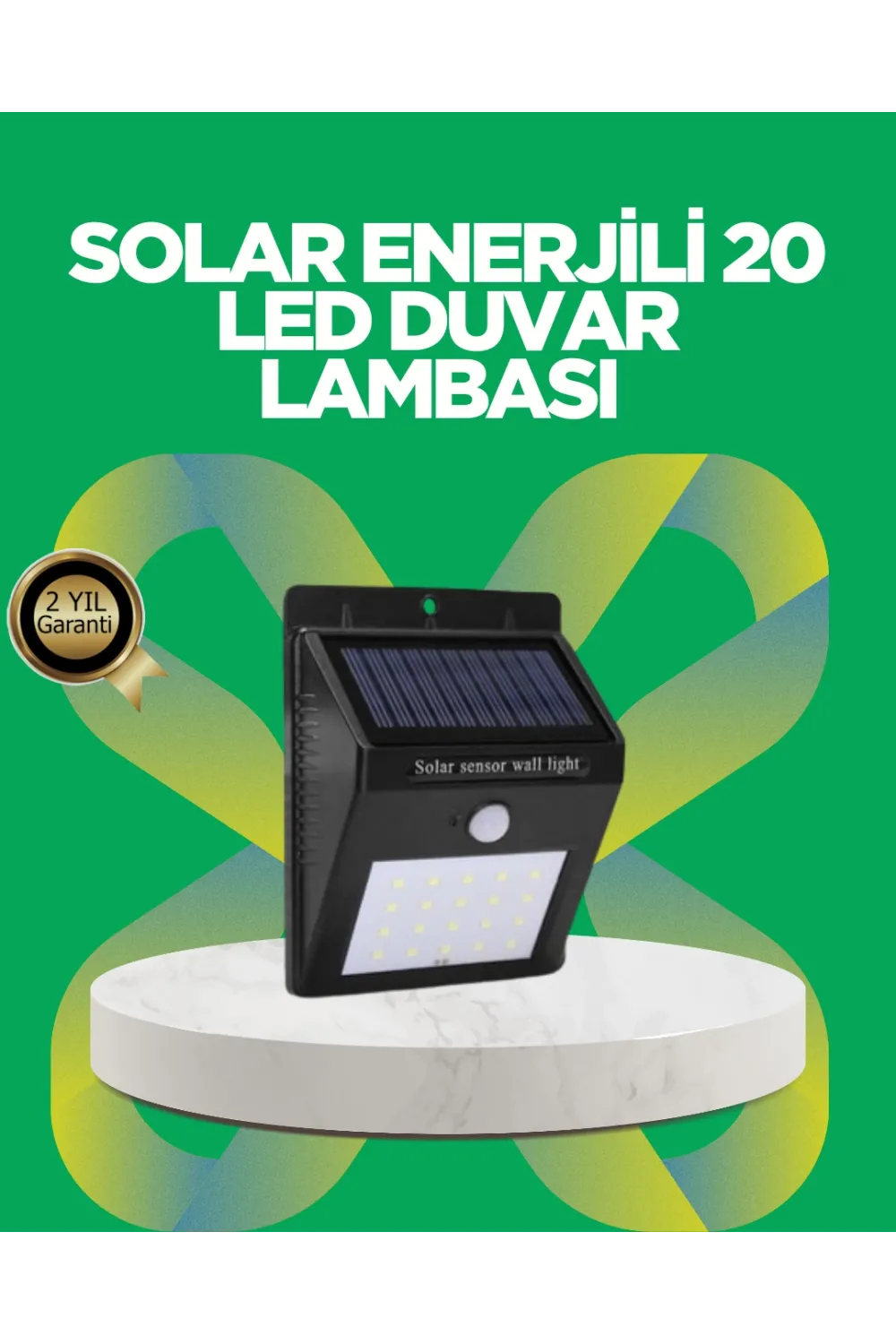 Solar Enerjili 20 Led Hareket Sensörlü Duvar Lambası