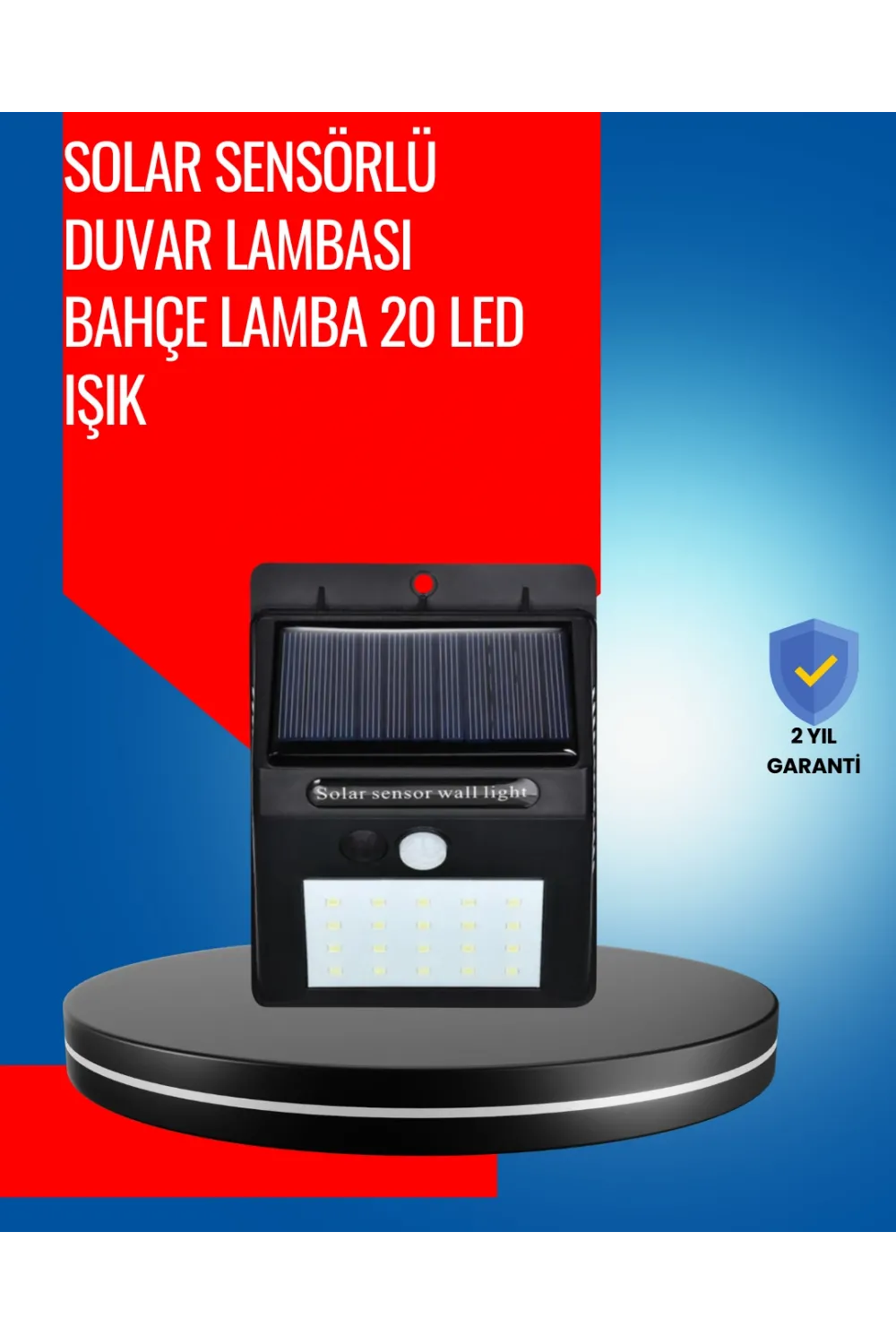 Solar Enerjiyle Çalışan Ip65 Su Geçirmez 20 Led Duvar Lambası