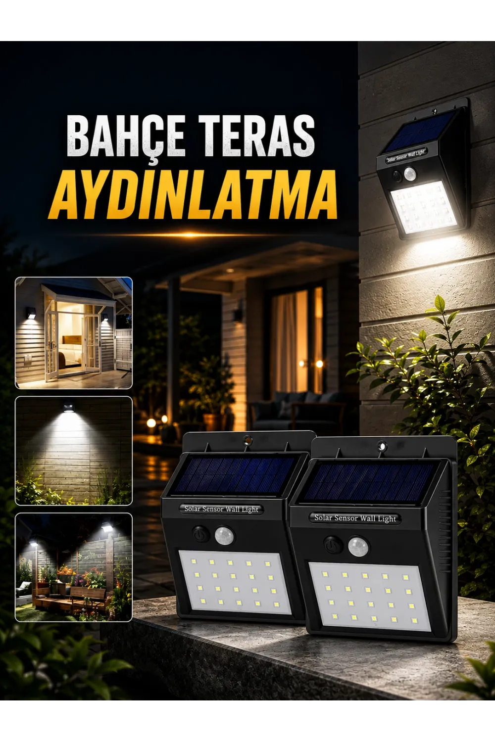Solar Lamba Giriş, Bahçe Yol Avlu Hareket Sensörlü Led