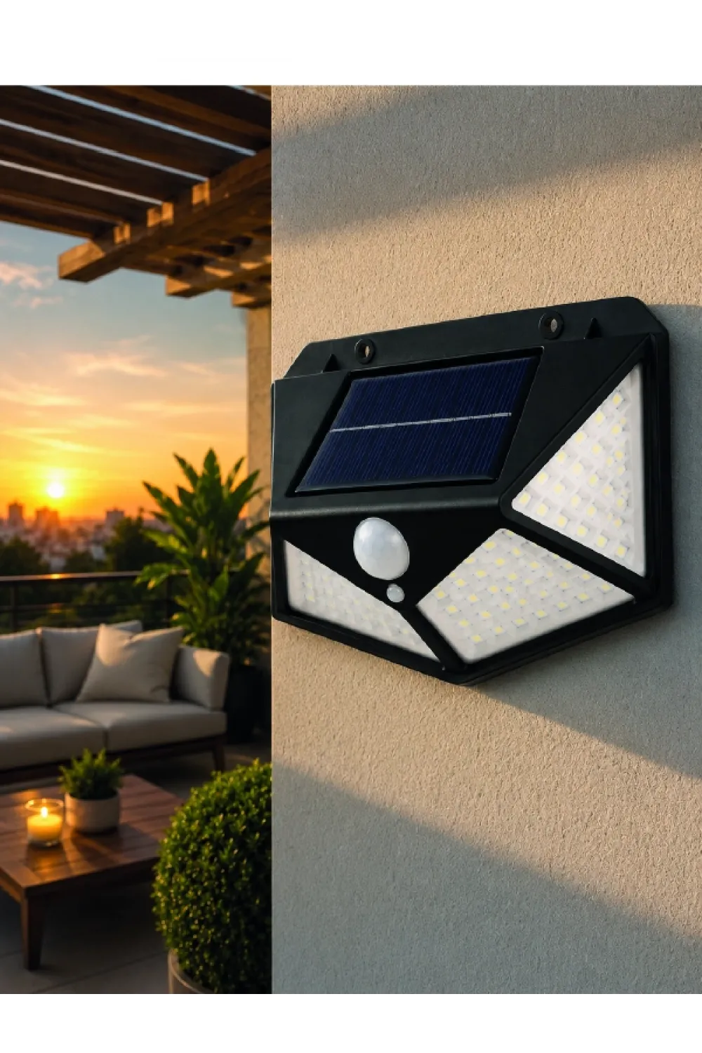 Solar Led Bahçe Aydınlatma Lambası 3 Işık Modlu Sensörlü Duvar Tipi Dış Mekan