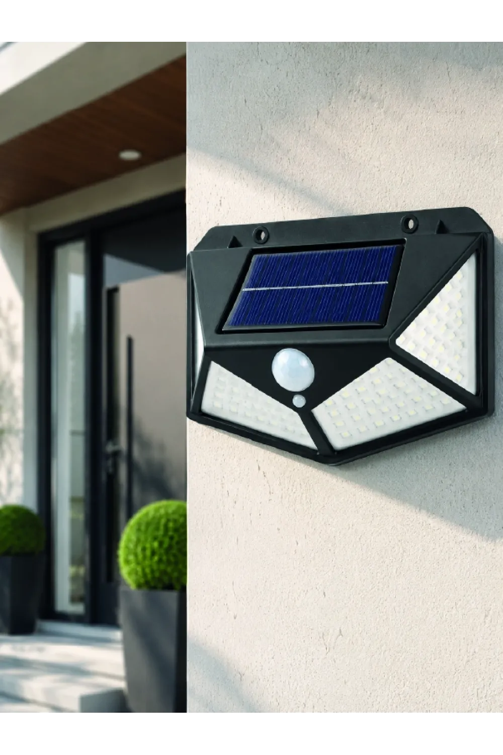 Solar Led Bahçe Aydınlatma Lambası 3 Işık Modlu Sensörlü Duvar Tipi Dış Mekan