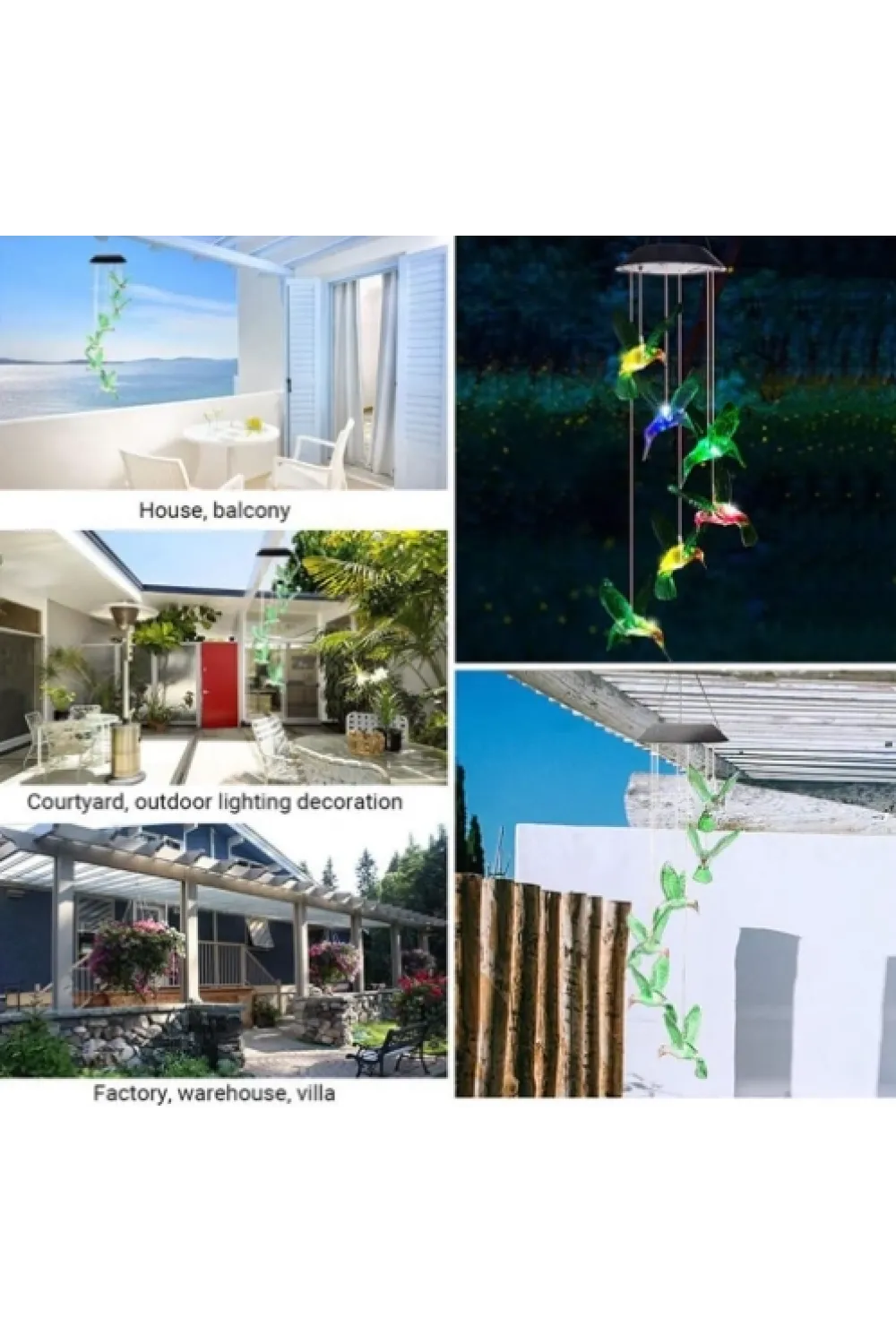 Solar Led Işıklı Kuşlu Bahçe Dekoru 6 Ledli,renkli Işık