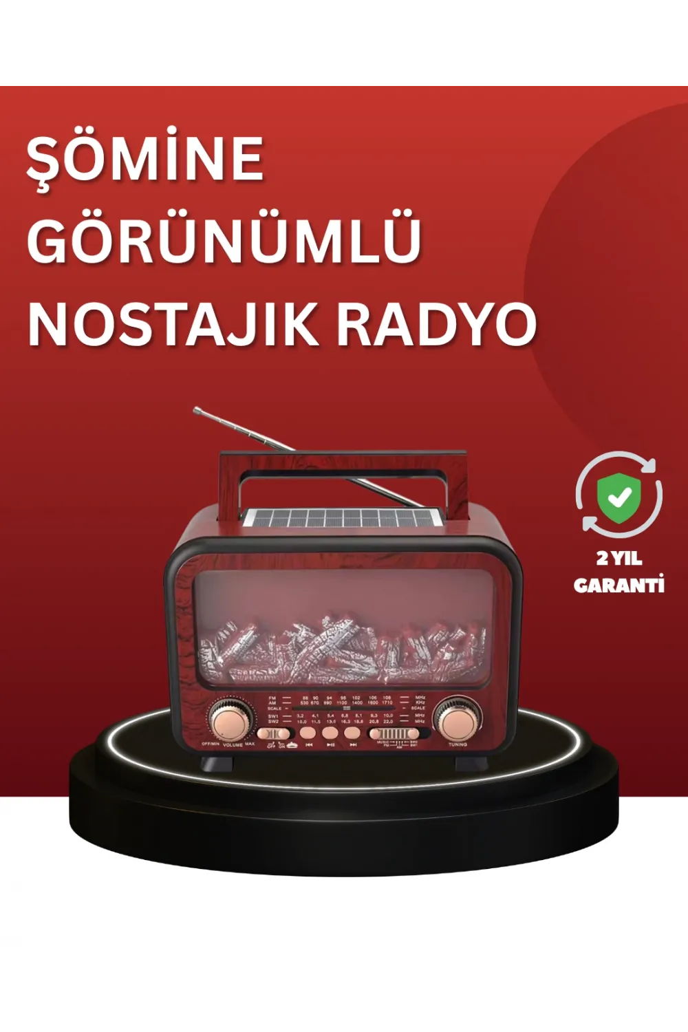 Solar Panelli Alev Işıklı Bluetooth Hoparlör – Çoklu Giriş, Uzun Pil Ömrü