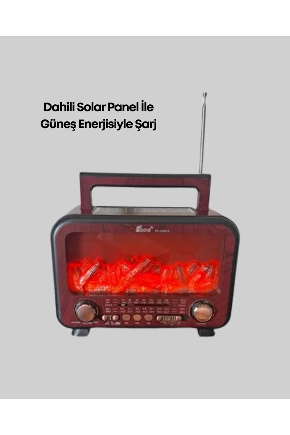 Solar Panelli Alev Işıklı Bluetooth Hoparlör – Çoklu Giriş, Uzun Pil Ömrü
