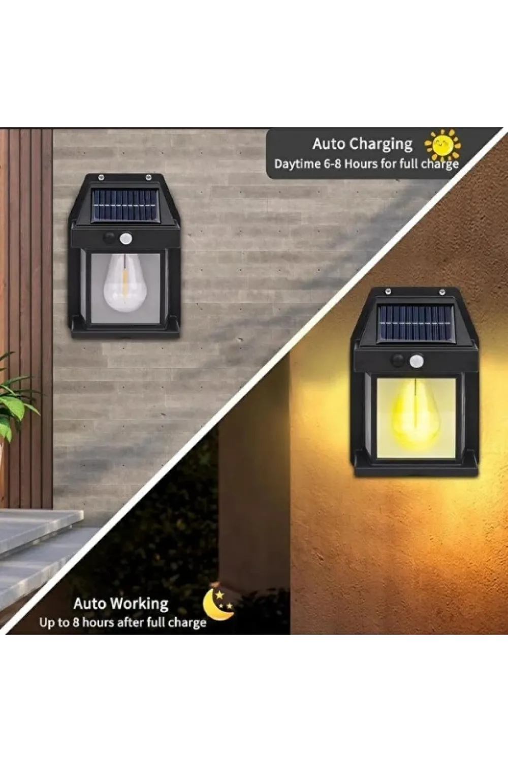 Solar Rustik Ampullü Duvar Lambası - Gün Işığı