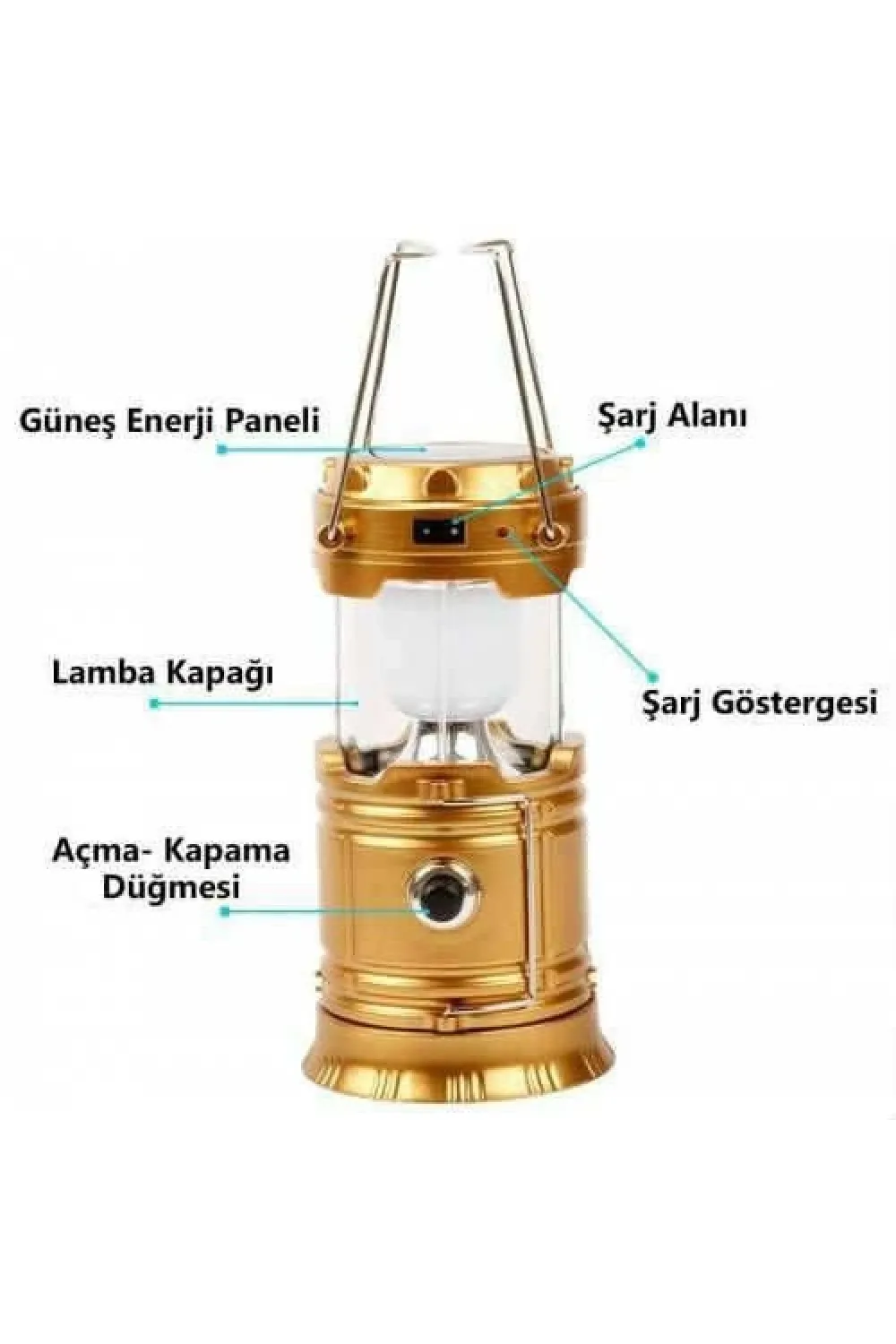Solar Şarjlı Güneş Enerjili Fan Kamp Feneri Güneş Paneli Kamp Şarjlı Işıldak Usb Şarj