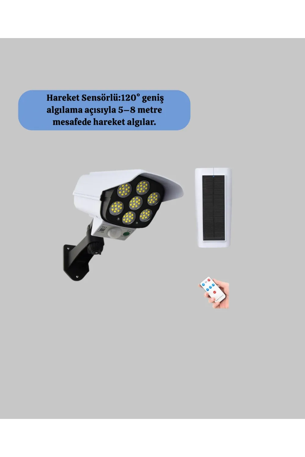 Solar Şarjlı Kamera Tasarımlı Led Duvar Lambası Hareket Sensörlü Dış Mekan Aydınlatma