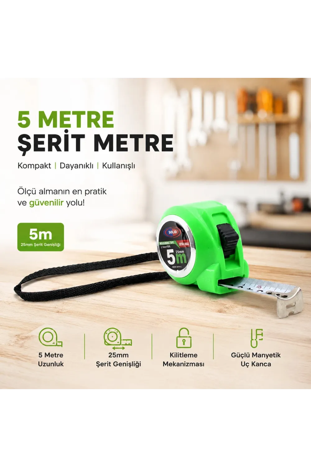 Solid Measurıng Tape 5mtx25 Mm Lux Şerit Metre IEG6EY0