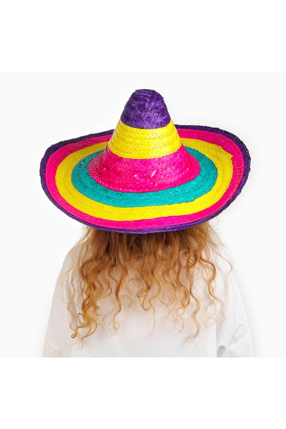 Sombrero Meksika Şapkası Renkli Örme Hasır Çocuk Boy