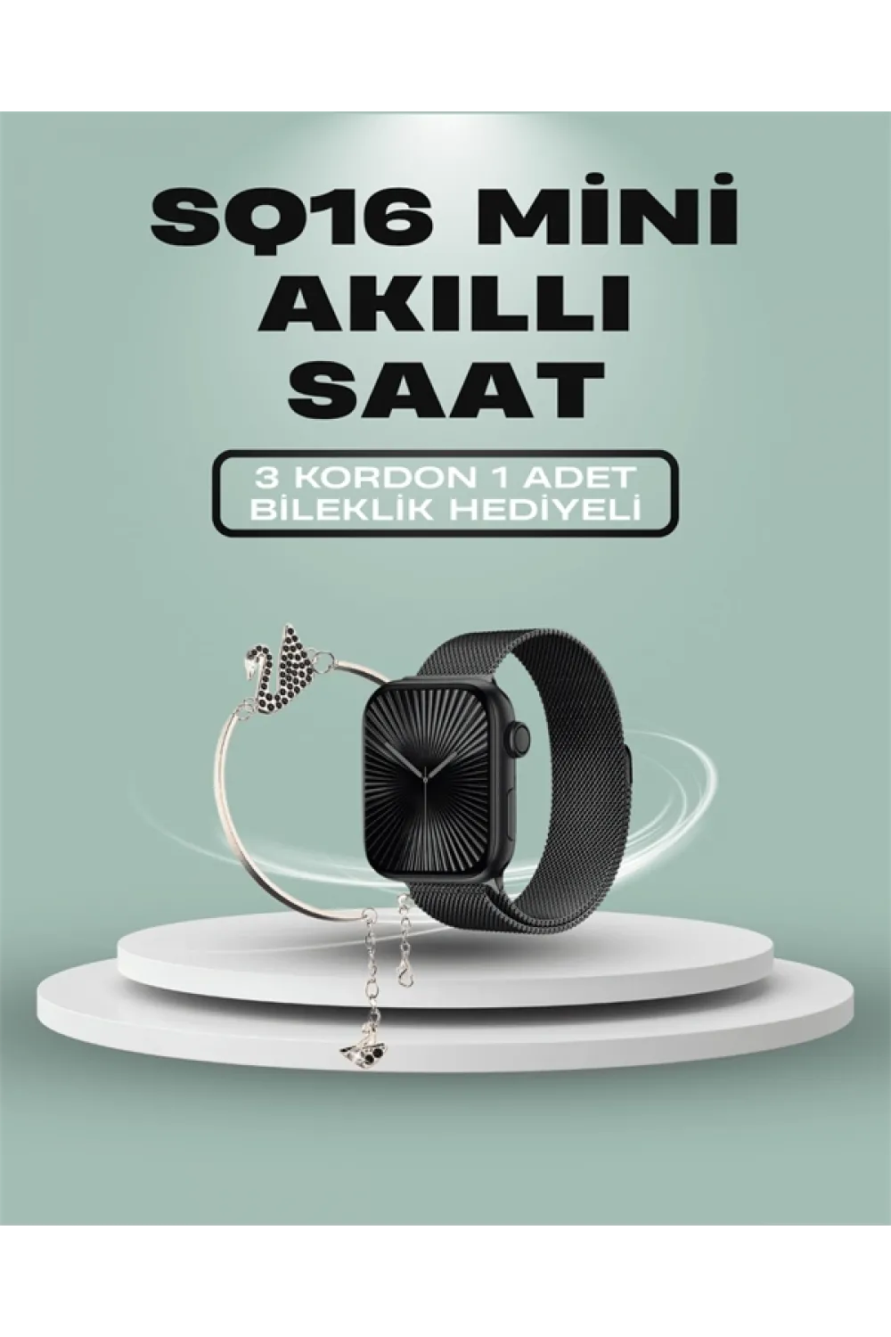 SQ-16 Mini Series 10 Akıllı Saat – 3 Kordon + Hediye Bileklik