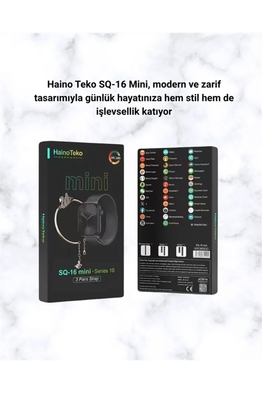 SQ-16 Mini Series 10 Akıllı Saat – 3 Kordon + Hediye Bileklik