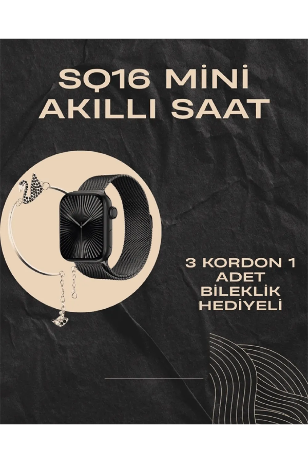 SQ-16 Mini Series 10 Akıllı Saat | Şık Ve Hafif Tasarım, 3 Kordon Seçeneği