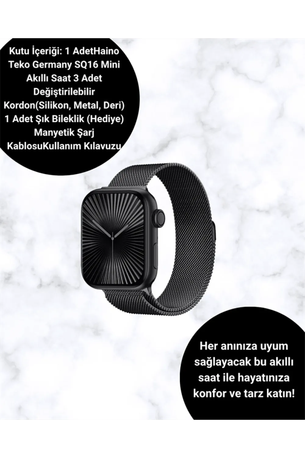 SQ-16 Mini Series 10 – Dokunmatik Akıllı Saat | Kalp Ritmi, Spo2, Uyku Takibi