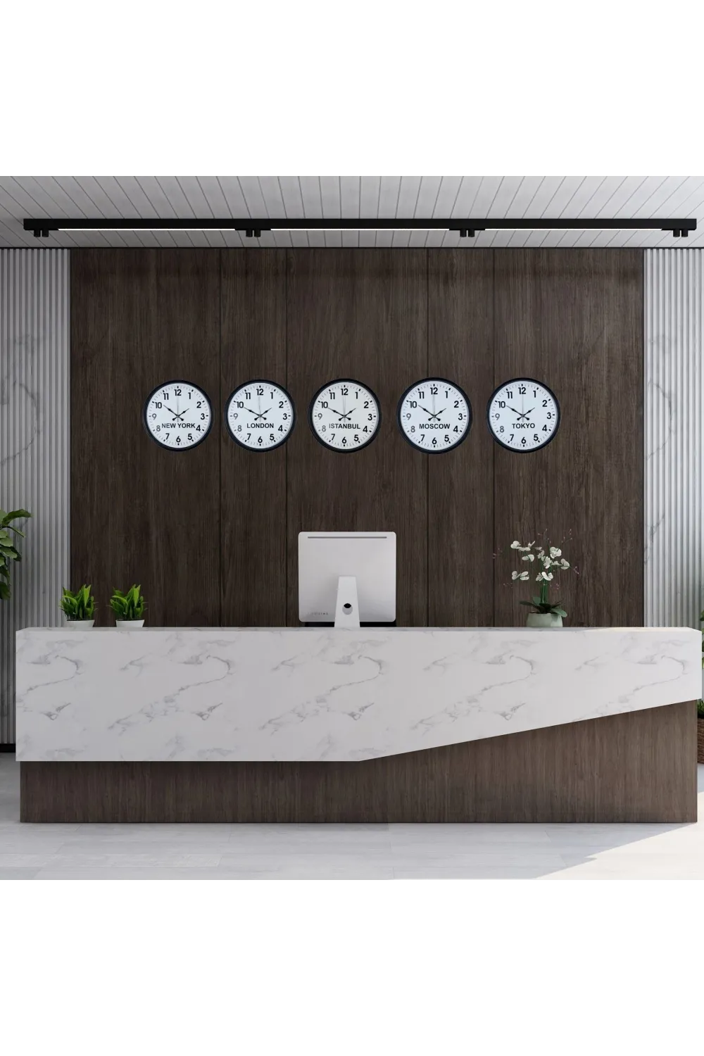 Standart Dünya Saatleri 5’li Siyah Set 36 cm