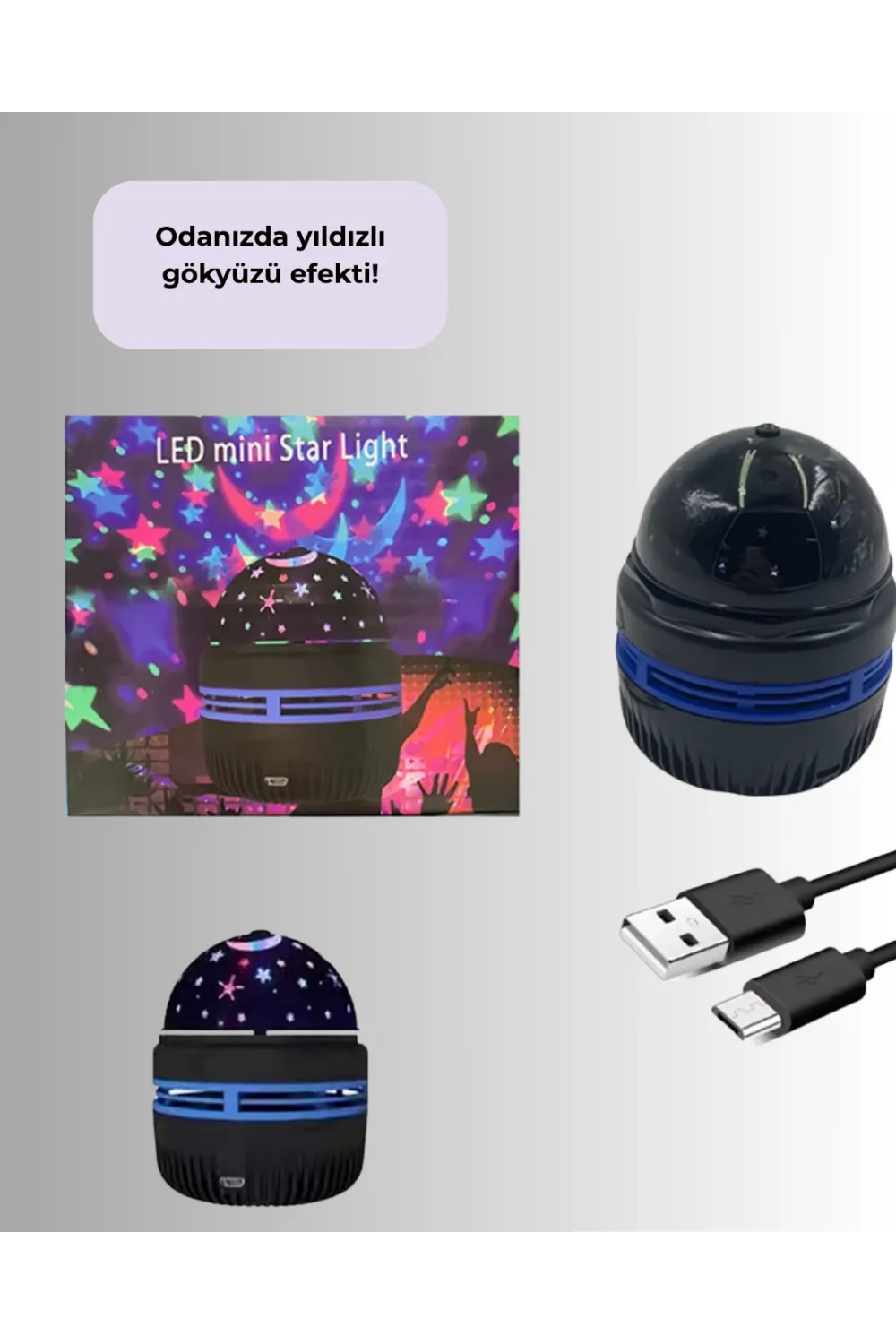 Star Master Galaxy Projektör – 360° Dönebilen Gece Lambası, Dekoratif Ambiyans Işığı