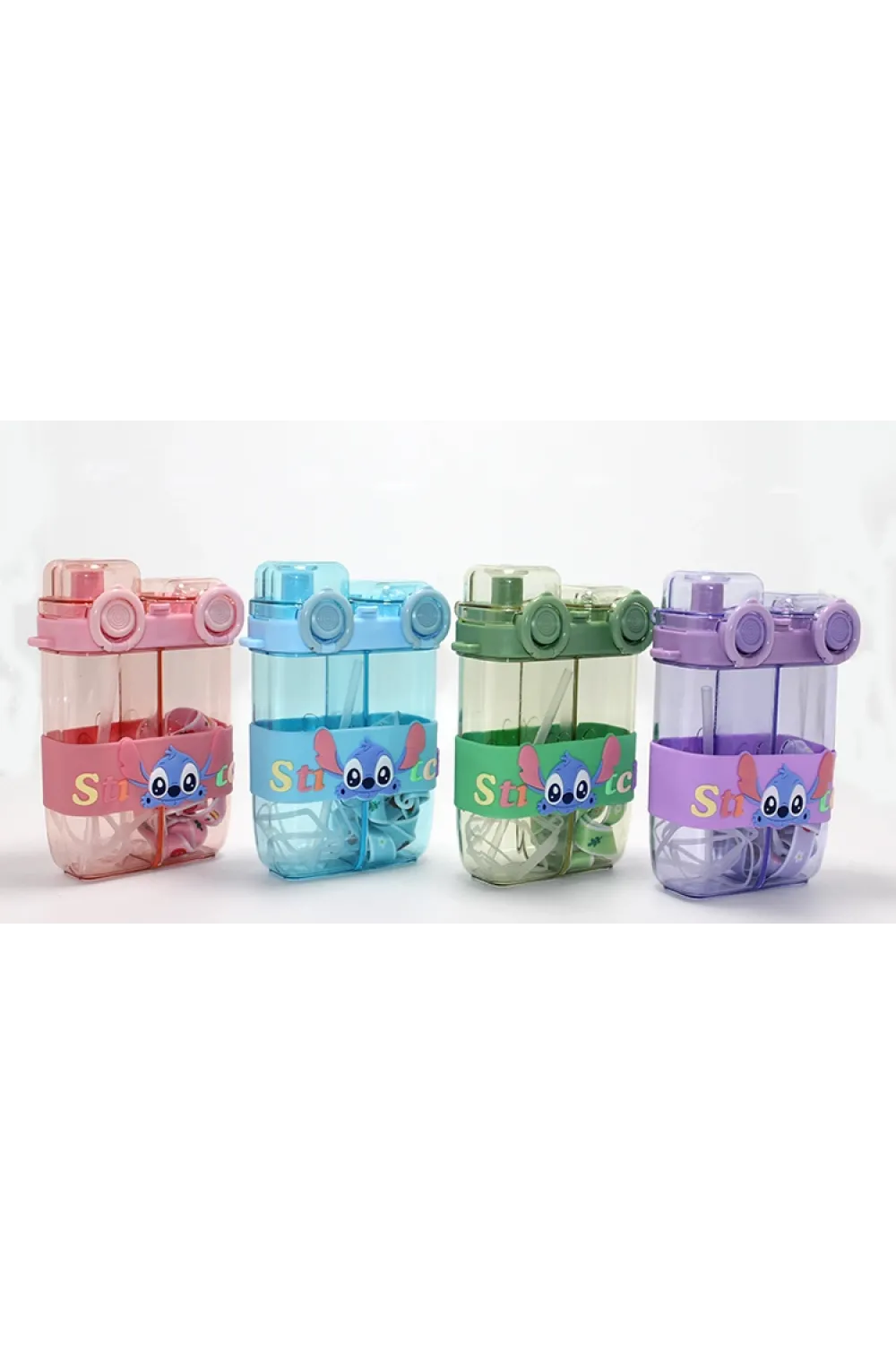 Stitch Çift Bölmeli Pipetli Suluk - (1 Adet) Seçenek 1