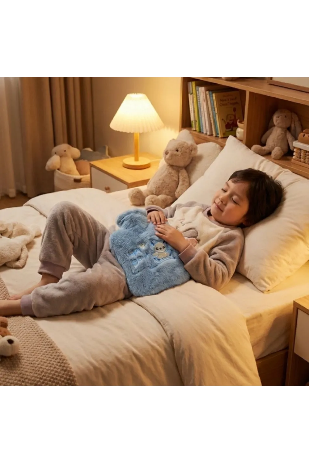Stitch Figürlü Gri Peluş Sıcak Su Torbası 1 Litre