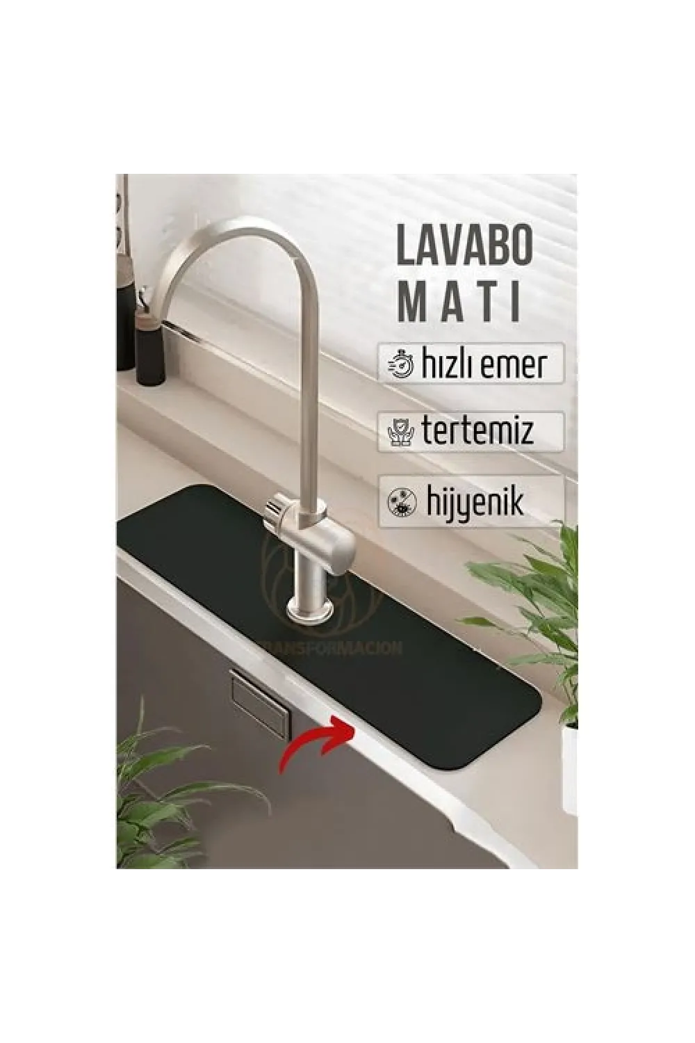 Su Emici Lavabo Matı Hızlı Emen Musluk Matı