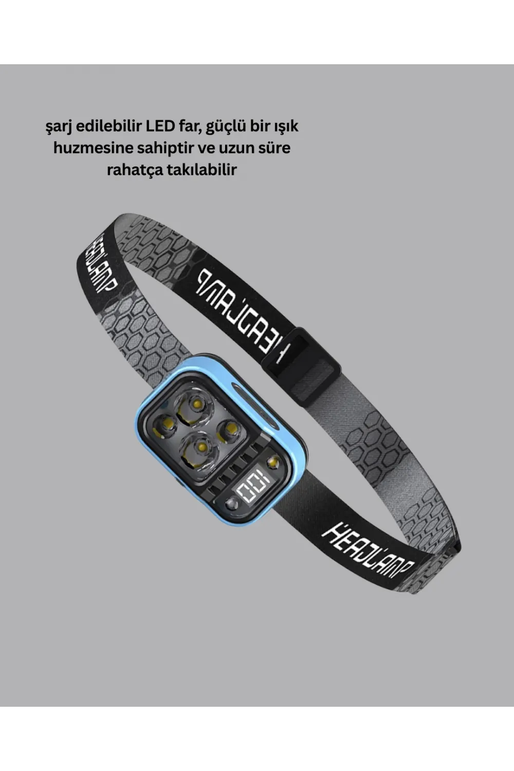 Su Geçirmez Led Kafa Lambası 53 Çalışma Modu Güç Ekranlı