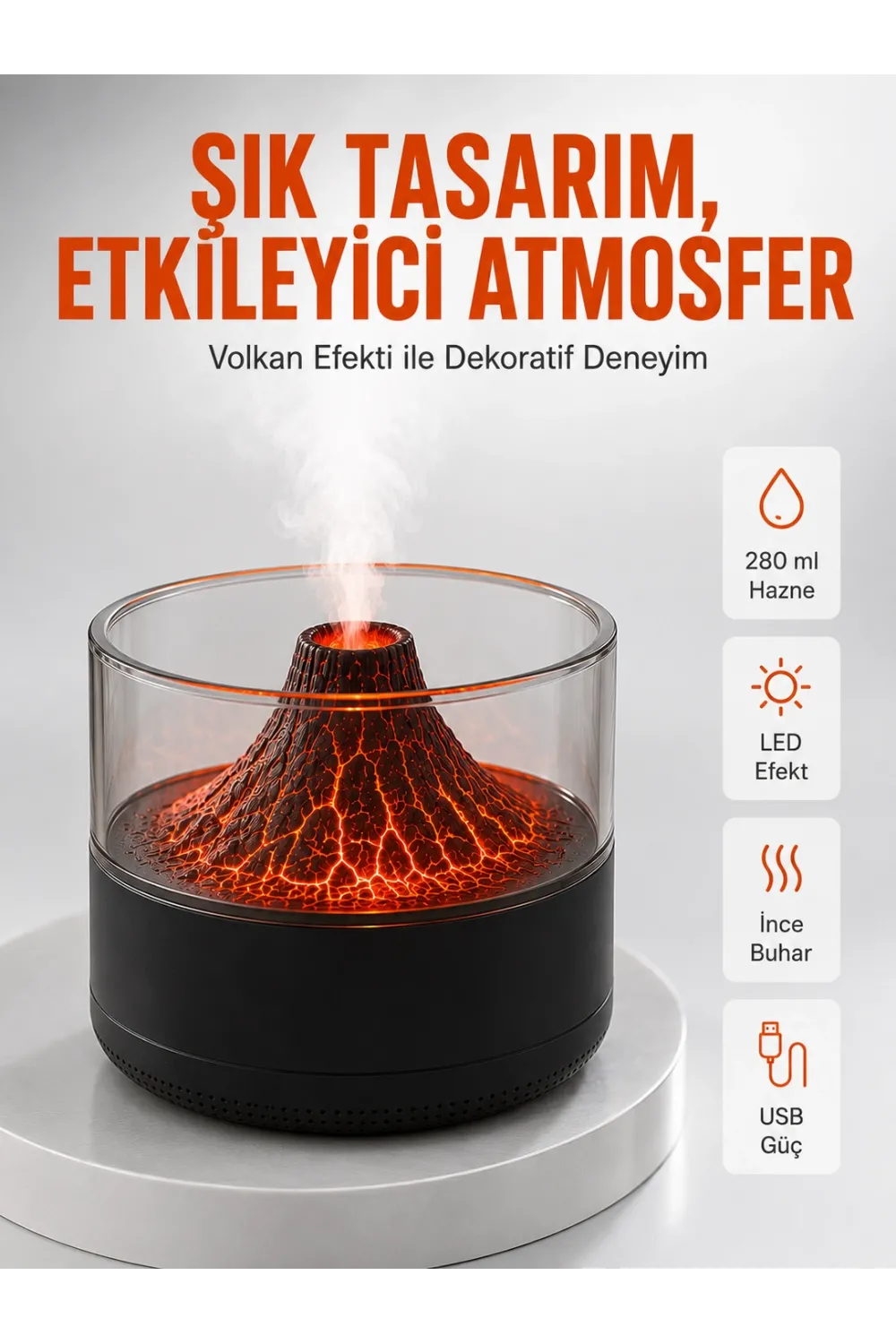 Su Hazneli Led Işıklı Aromaterapi Difüzörü