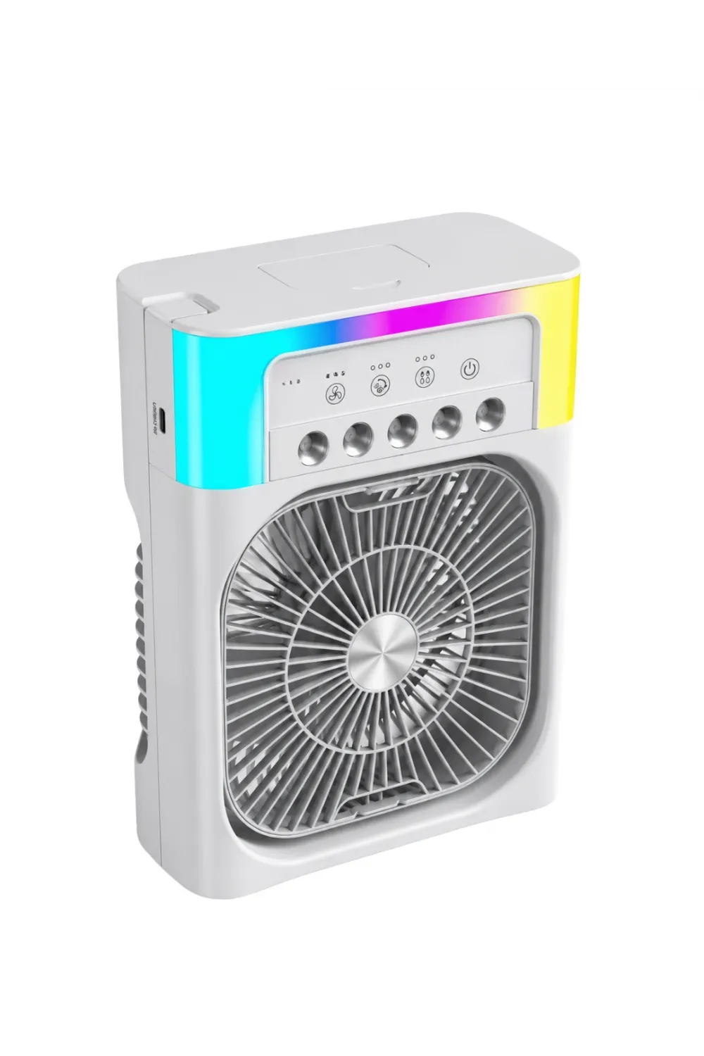 Su Püskürtmeli Mini Klima Fan Usb Şarjlı Masaüstü Soğutucu Rgb Işıklı