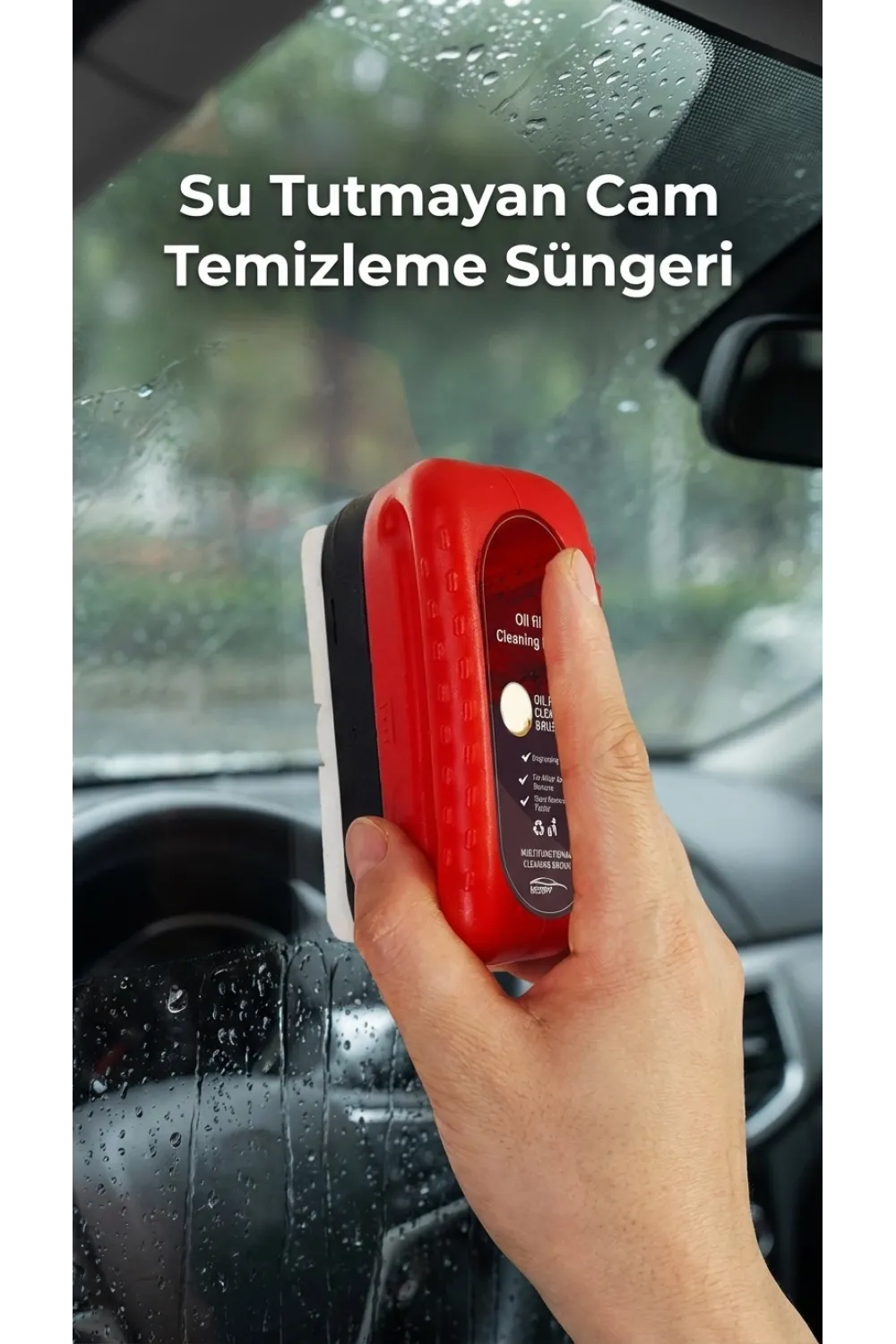 Su Tutmayan Araç Camı Temizleme Süngeri - İz Bırakmaz Temizlik