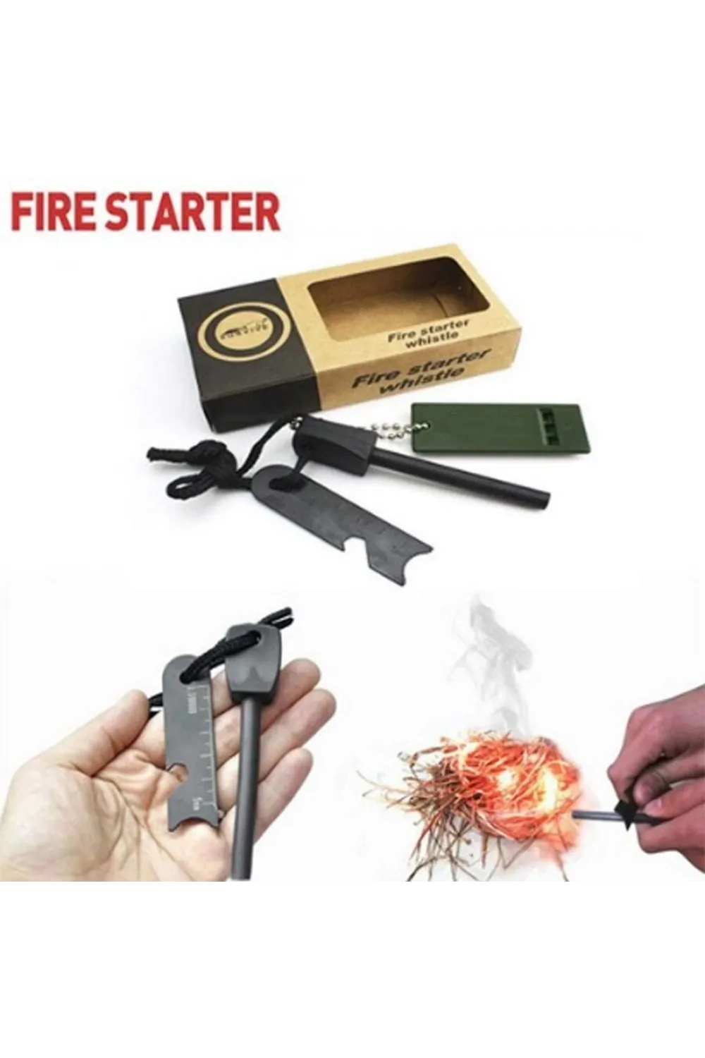 Survive Magnezyum Çubuğu Ateş Başlatıcı Çakmak Taşı