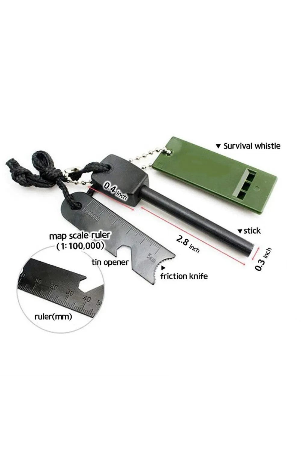 Survive Magnezyum Çubuğu Ateş Başlatıcı Çakmak Taşı