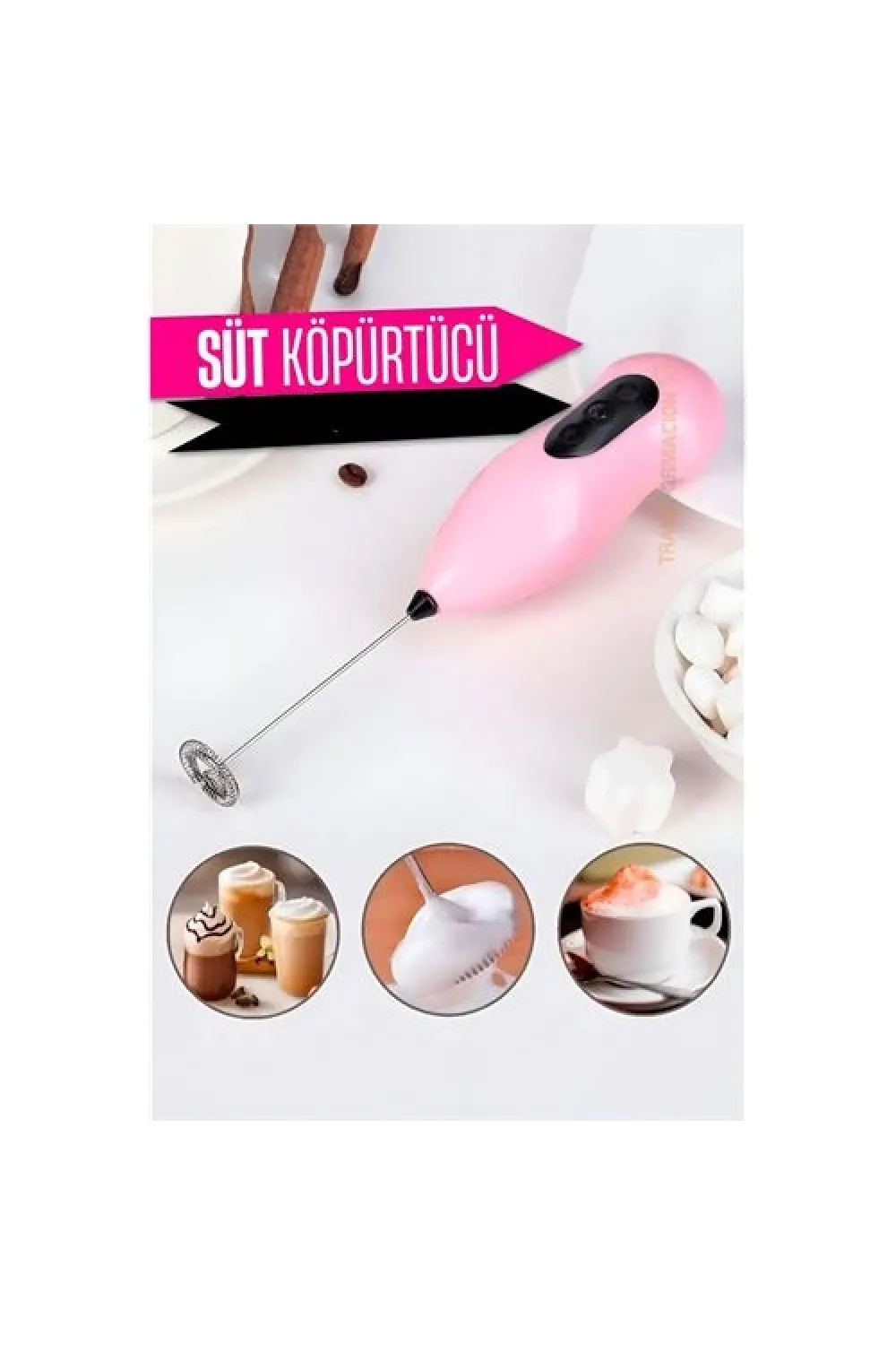Süt Köpürtücü Kahve Karıştırıcı Mini Pilli Mixer Çırpıcı 720459