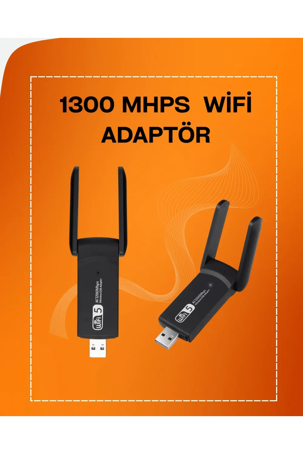 Tak-çalıştır Özellikli Çift Bant Wifi Adaptör – 1200 Mbps