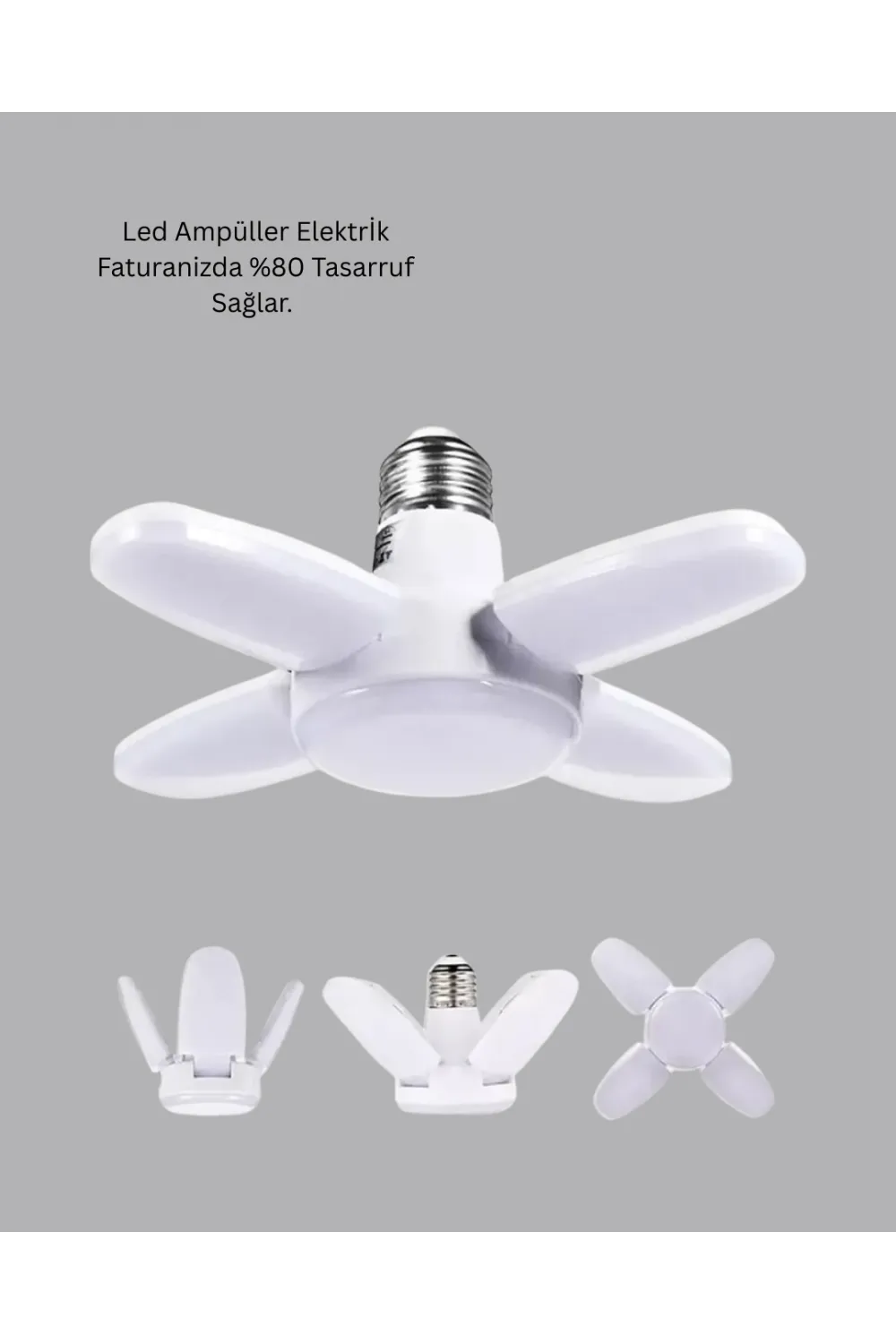 Tasarruflu Pervane Led Ampül 4 Kollu 60 Watt Geniş Alan Aydınlatma