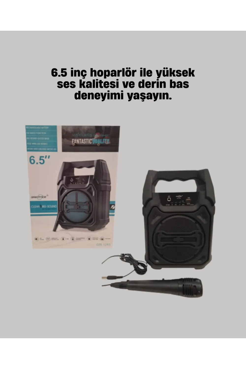 Taşınabilir 6.5” Bluetooth Hoparlör Usb Tf Kart Mikrofonlu Şarjlı Sistem