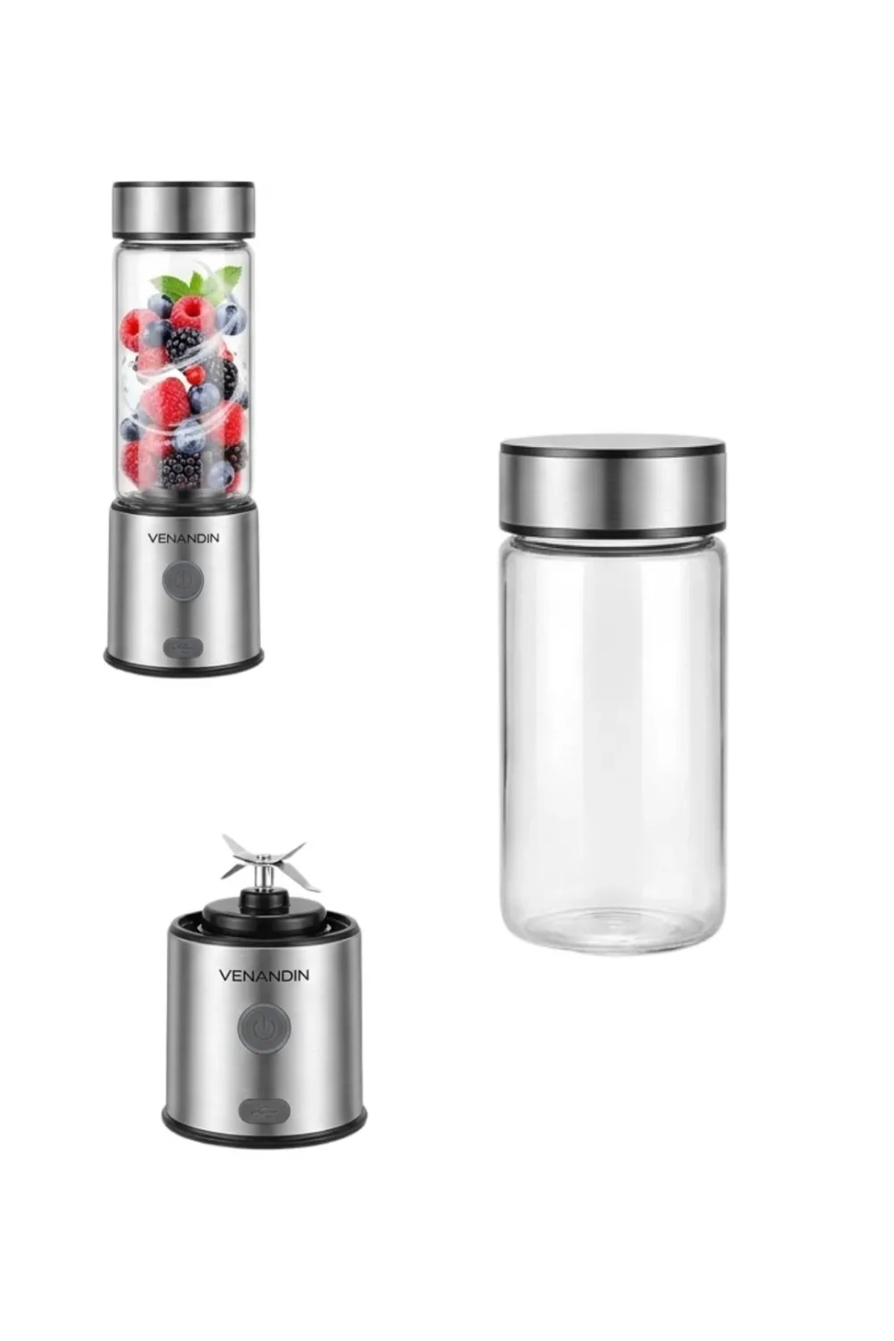 Taşınabilir Cam Blender 450 Ml 350 Ml Çift Hazneli Smoothie Blender