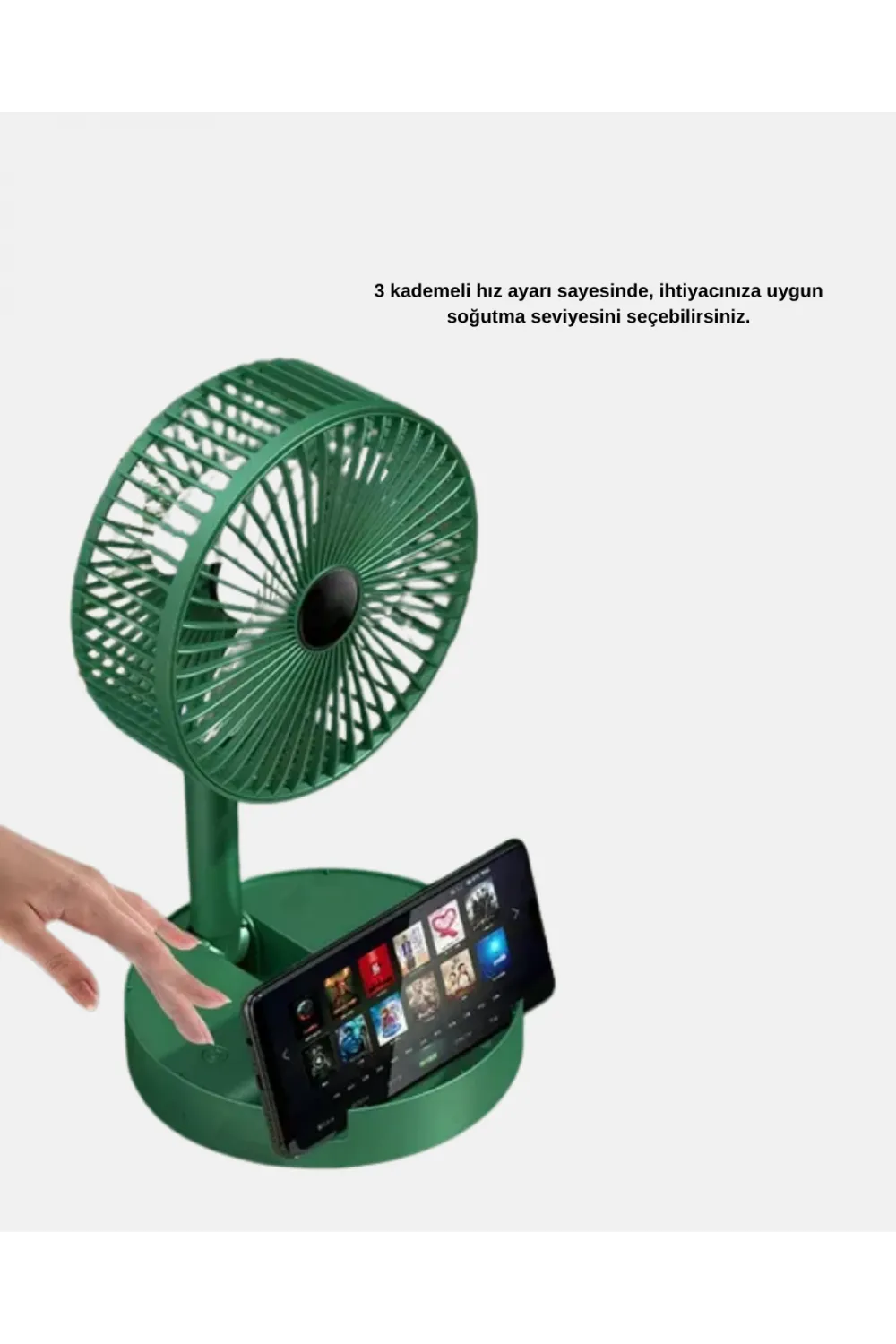Taşınabilir Katlanabilir Mini Fan 3 Kademeli Şarj Edilebilir