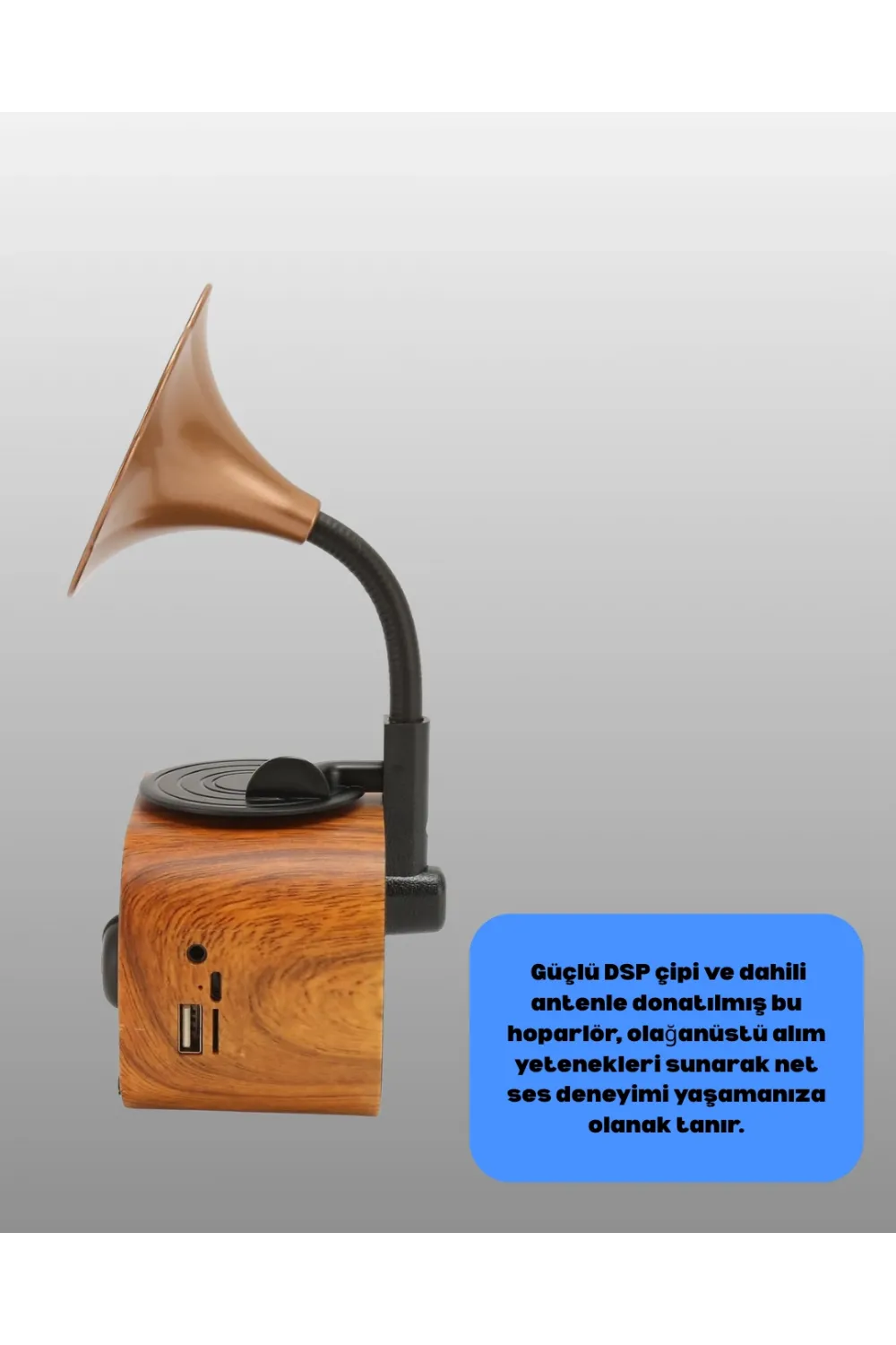 Taşınabilir Mini Retro Radyo Bluetooth Hoparlör Usb Sd Aux Destekli
