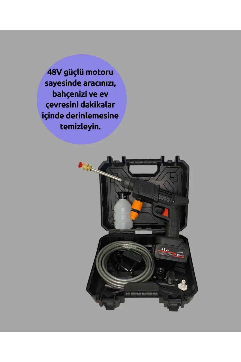 Taşınabilir Şarjlı Basınçlı Yıkama Tabancası Köpük Aparatlı