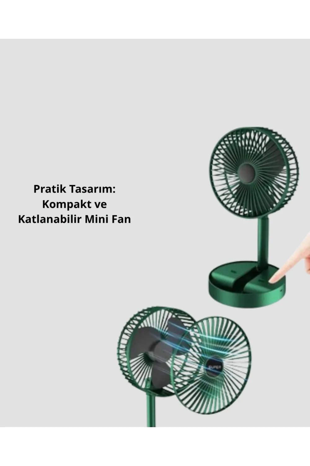 Taşınabilir Şarjlı Mini Fan – Katlanabilir Gövde, 3 Hız Kademesi