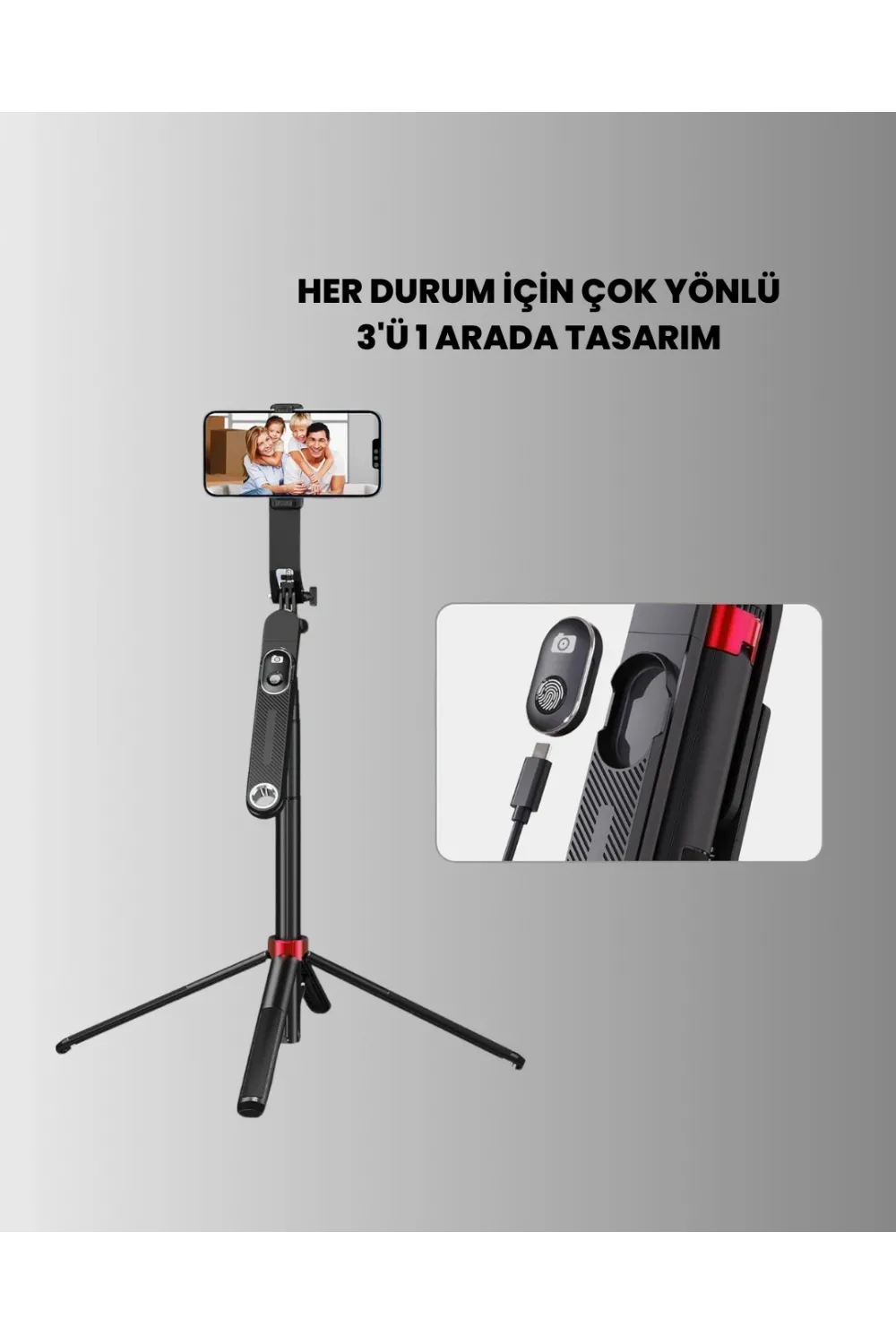 Taşınabilir Tripod Ve Selfie Çubuğu Vlog Ve Video Çekimi