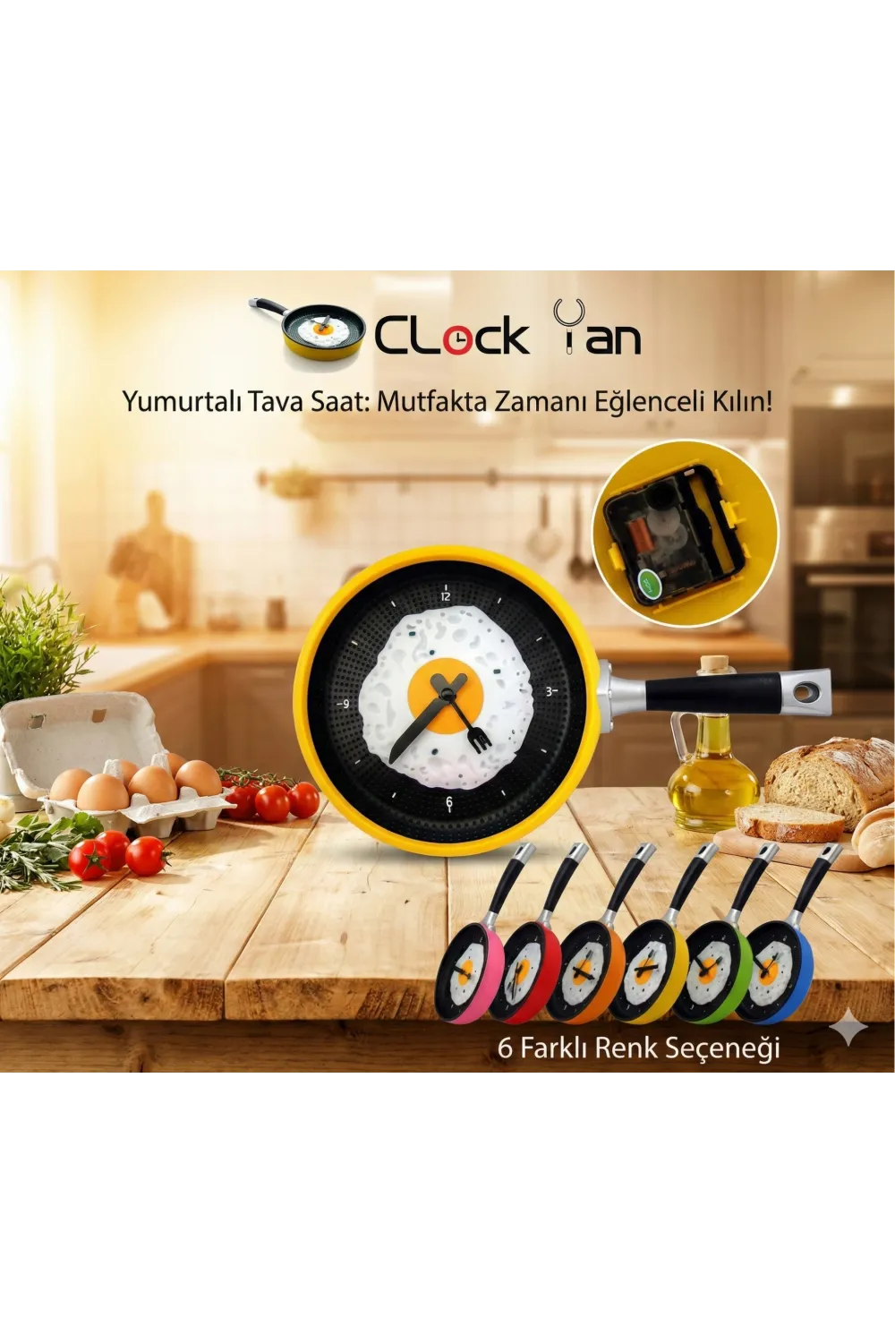 Tava Konseptli Duvar Saati