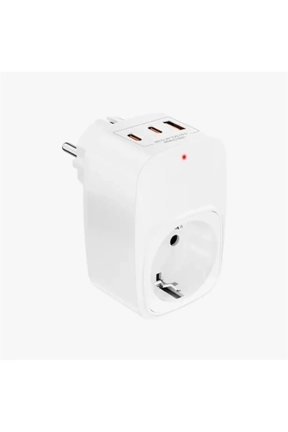 Tekli Yüksek Voltaj Korumalı Duvar Prizi 2x Typec 1x Usb Çıkışlı Priz Grup Priz Çoğaltıcı Beyaz