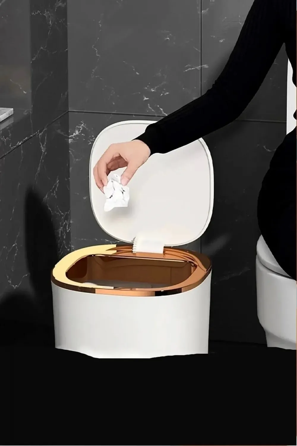 Teknolojik Çöp Kutusu Otomatik Aç Kapat Sensörlü Mutfak Banyo Ev Ofis Piller Dahildir