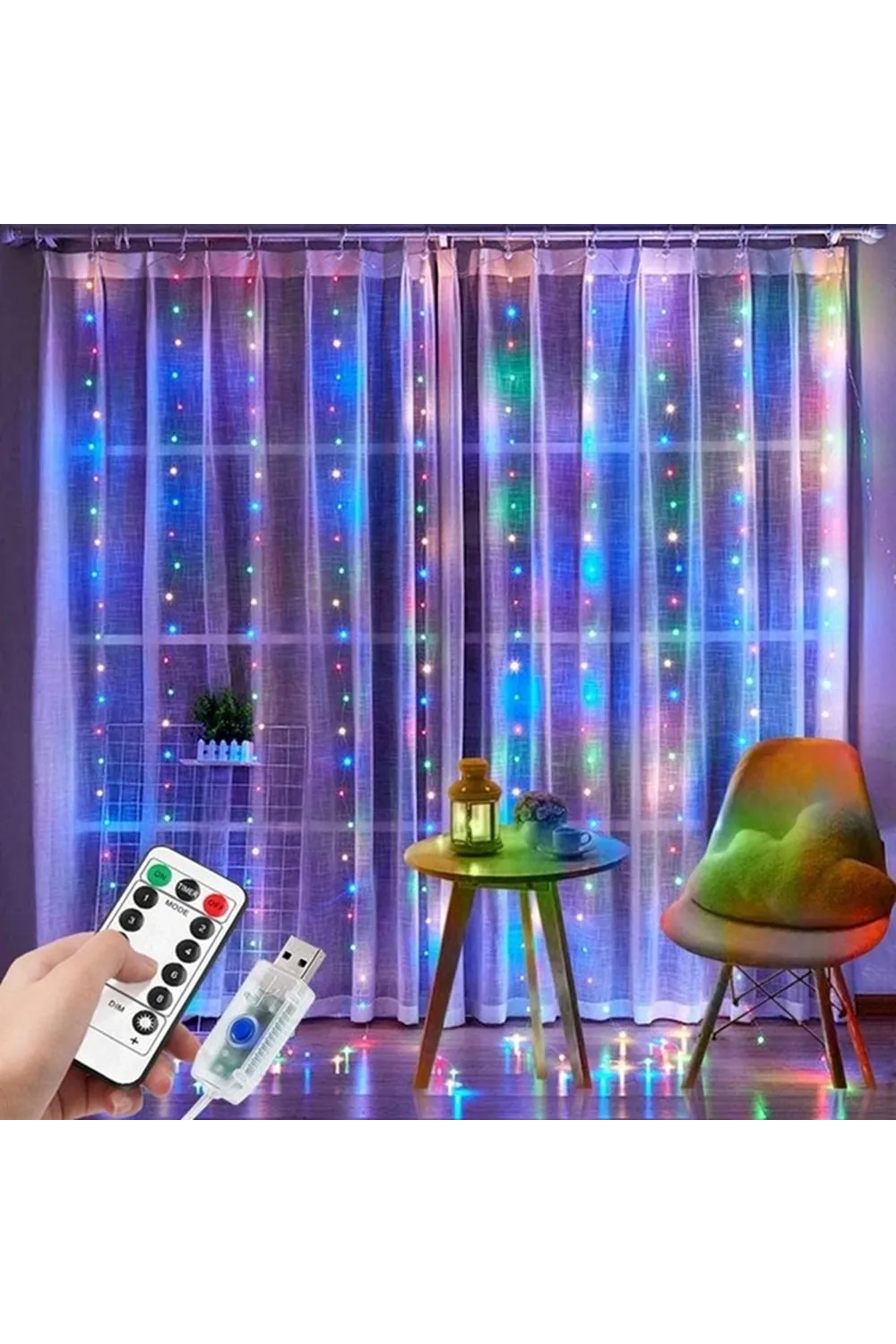 Tel Perde Led 3*3m 300 Led Rgb