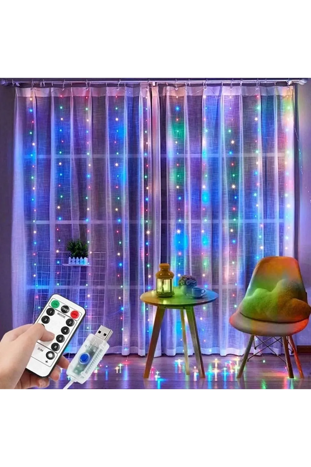 Tel Perde Led 3*3m 300 Led Rgb