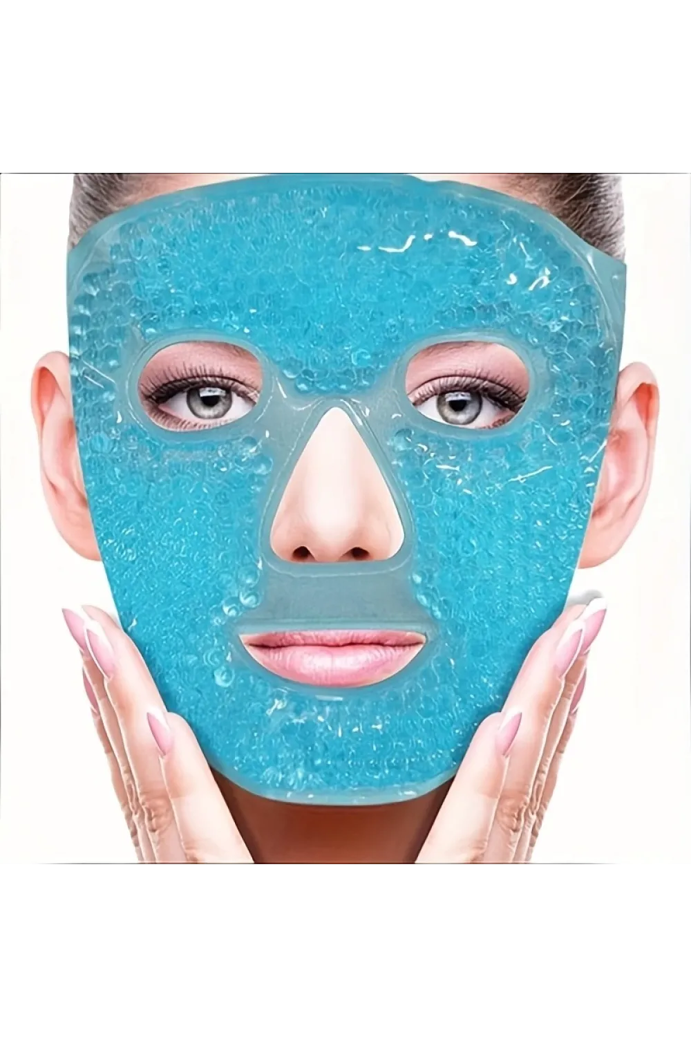 Terapi Jel Yüz Maskesi Soğuk Ve Sıcak Boncuklu Ayarlanabilir Maske (Mavi)